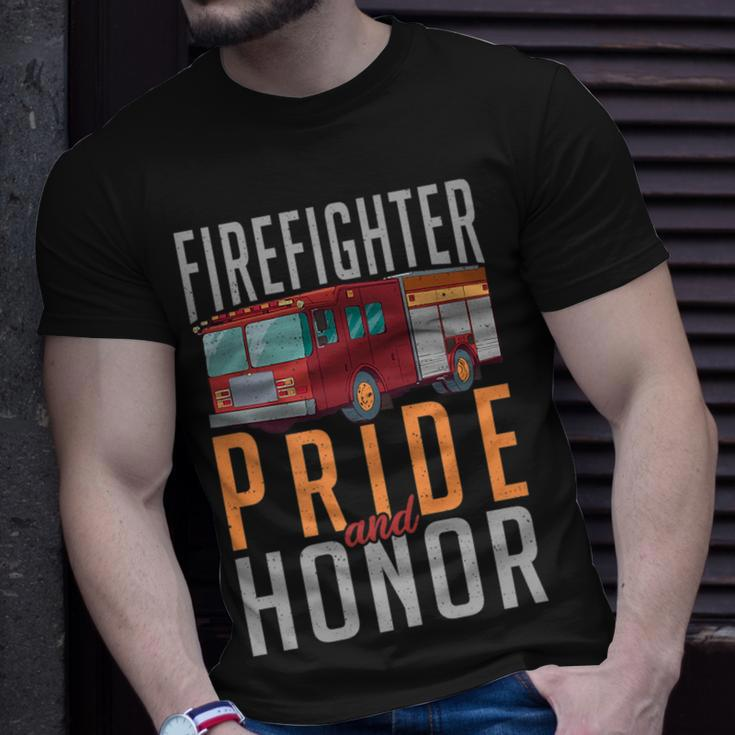 Firefighter Pride And Honor Fire Rescue Fireman Unisex T-Shirt Gifts for Him