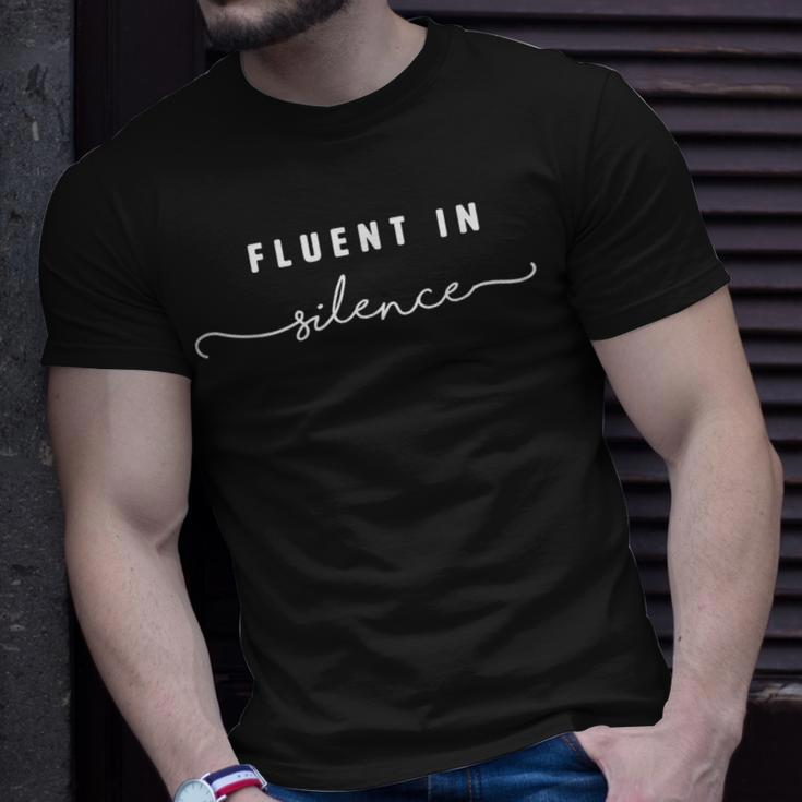 Fluent In Silence Introvert Shy Quiet T-Shirt Gifts for Him