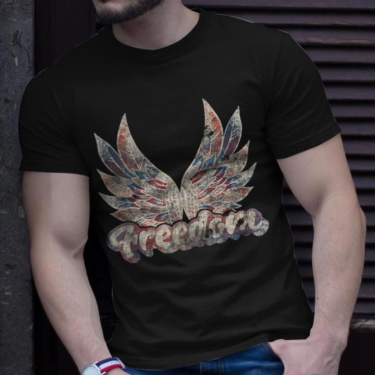 Freedom Wings July 4Th Patriotic Retro Angel Wings Usa Patriotic Funny Gifts Unisex T-Shirt Gifts for Him