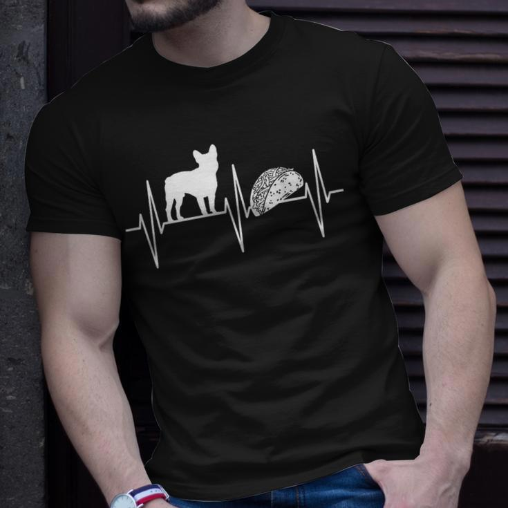 French Bulldog Taco Lover Heartbeat Bulldog Lover Unisex T-Shirt Gifts for Him