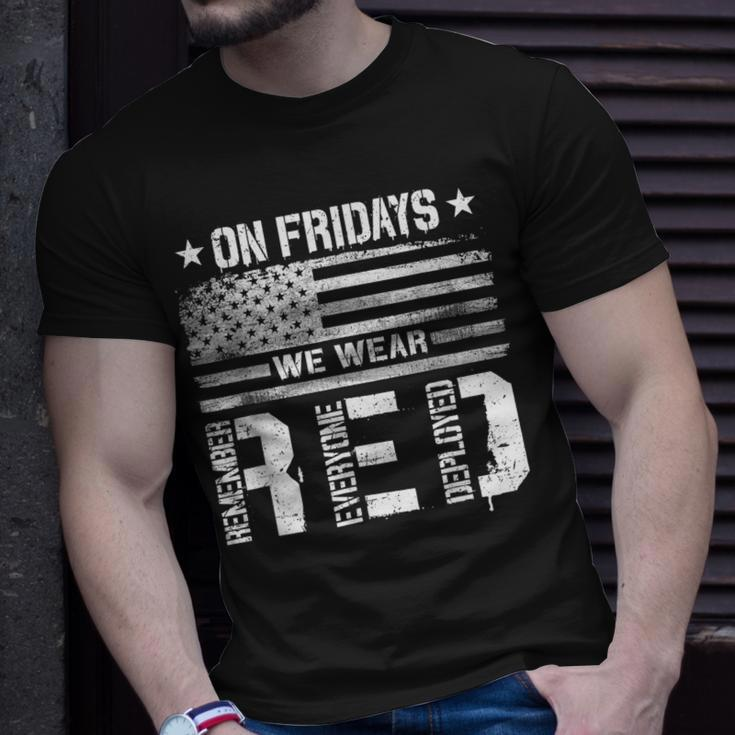 On Friday We Wear Red American Flag Military Supportive T-Shirt Gifts for Him