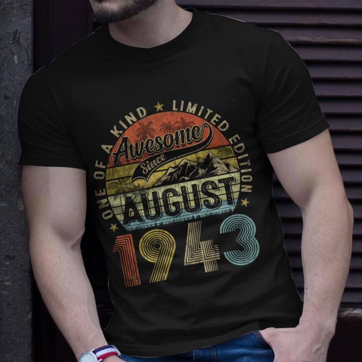 80 Years Old August 1943 Vintage Retro 80Th Birthday T-Shirt Gifts for Him