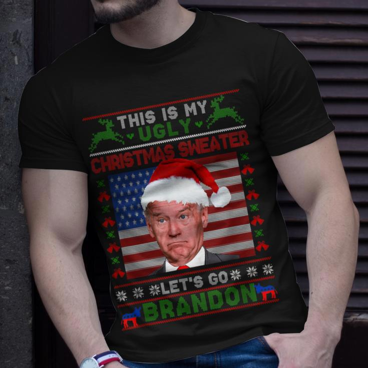 Anti Biden Ugly Christmas Sweater Let's Go Brandon Pjs T-Shirt Gifts for Him