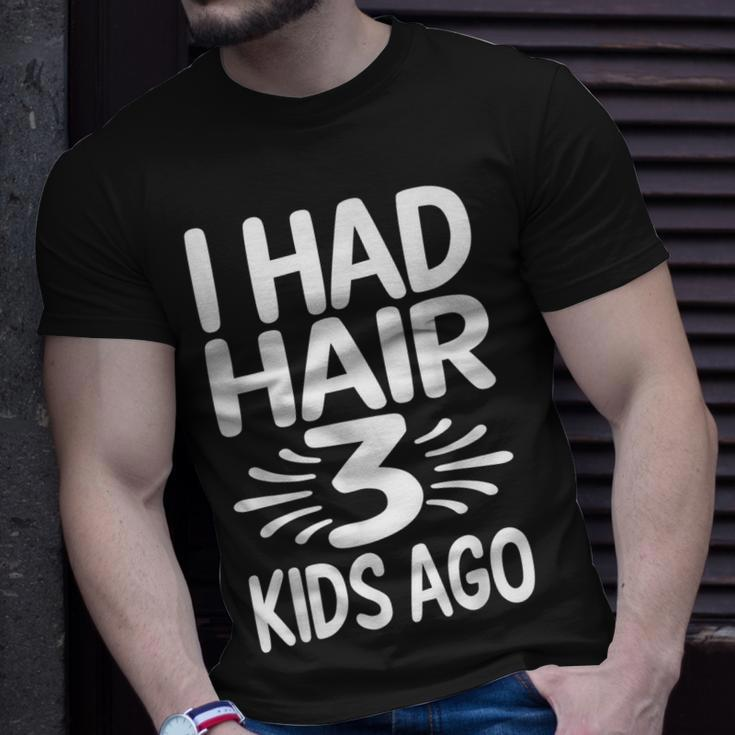 Funny Bald Dad Father Of Three Triplets Husband Fathers Day Gift For Women Unisex T-Shirt Gifts for Him
