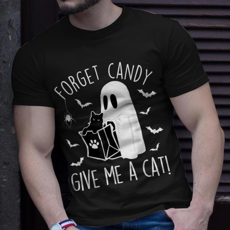 Black Cat Forget Candy Give Me A Cat Lovers Halloween T-Shirt Gifts for Him