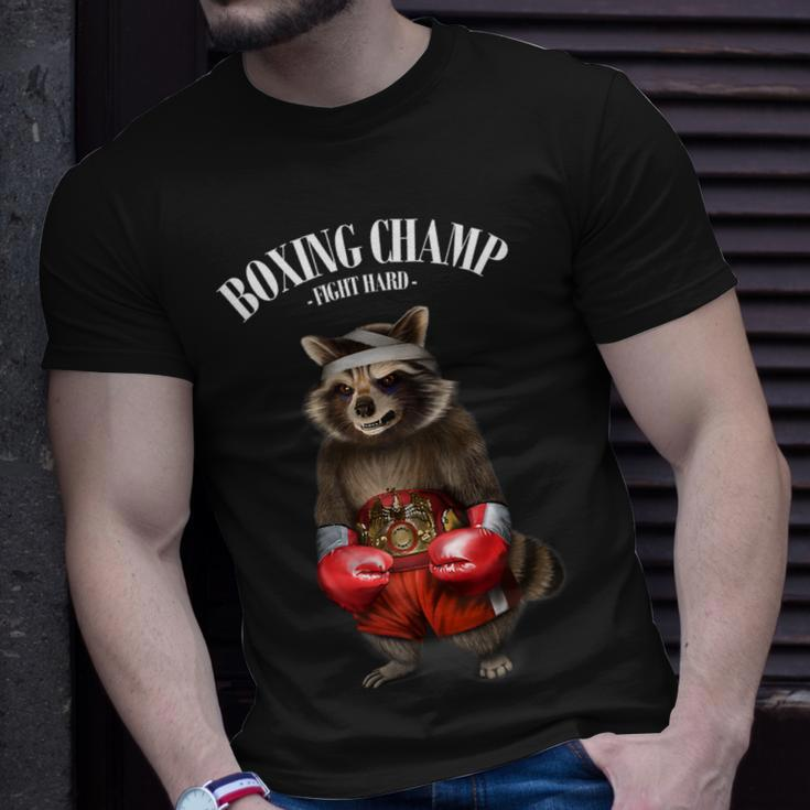Funny Boxing Champion Raccoon Fighter Unisex T-Shirt Gifts for Him
