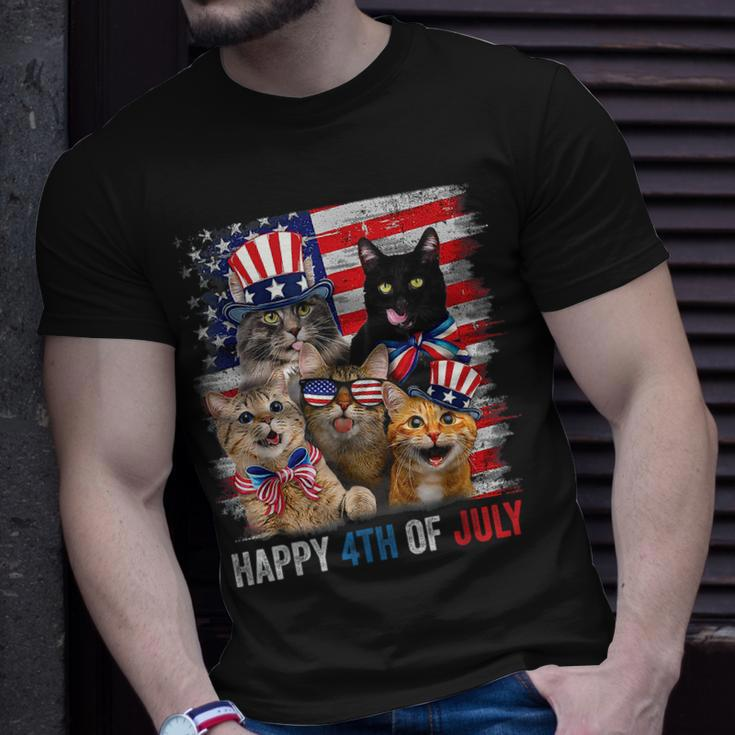 Funny Cats Happy 4Th Of July American Us Flag 4Th Of July Unisex T-Shirt Gifts for Him
