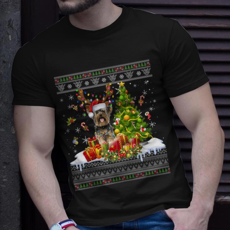 Christmas Lights Yorkie Dog Xmas Ugly Sweater T-Shirt Gifts for Him