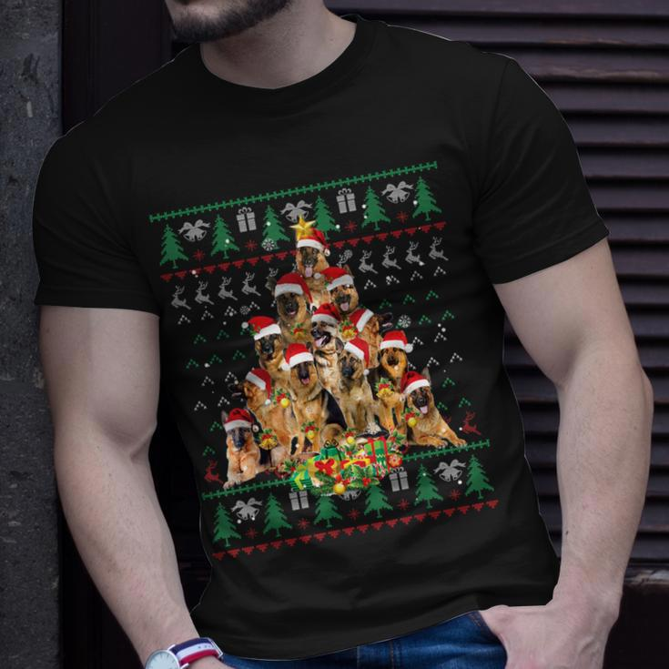 German Shepherd Christmas Lights Ugly Sweater Xmas T-Shirt Gifts for Him