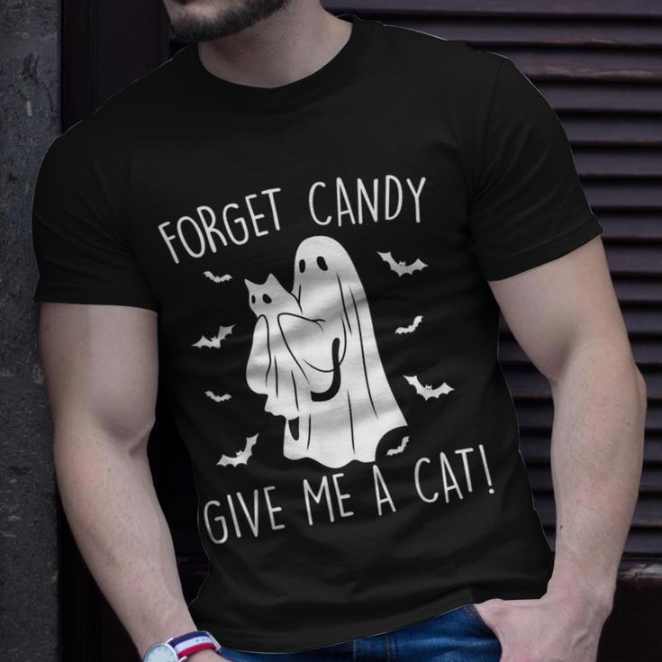 Halloween Cat Ghost Forget Candy Give Me Cat Halloween T-Shirt Gifts for Him