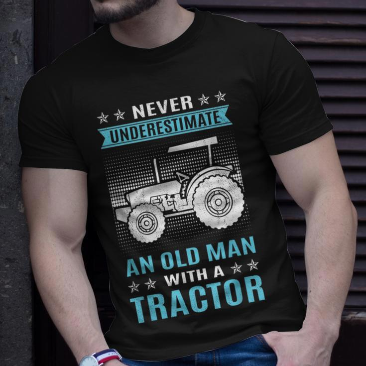Funny Never Underestimate An Old Man Tractor Tractor Unisex T-Shirt Gifts for Him