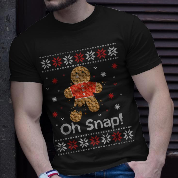 Oh No Snap Gingerbread Ugly Sweater Christmas T-Shirt Gifts for Him