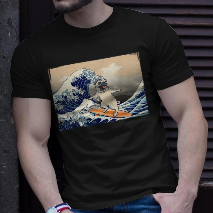 Pug Surfing Pug Humor Dog Pug Owner Pug T-Shirt Gifts for Him