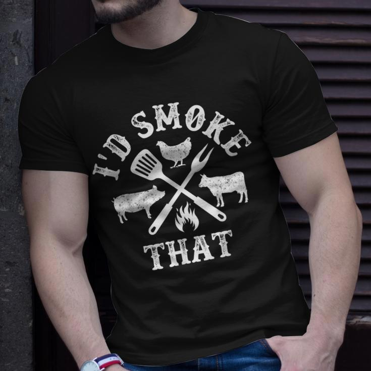 Funny Retro Bbq Party Smoker Chef Dad Gifts - Id Smoke That Unisex T-Shirt Gifts for Him
