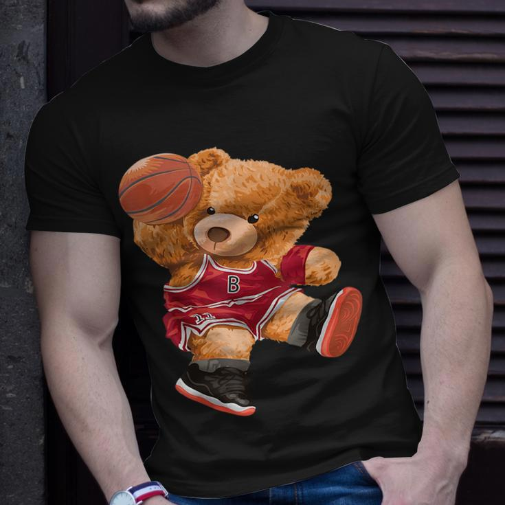 Funny Teddy Bear Basketball Slam Dunk Sport Cute Cartoon Teddy Bear Funny Gifts Unisex T-Shirt Gifts for Him