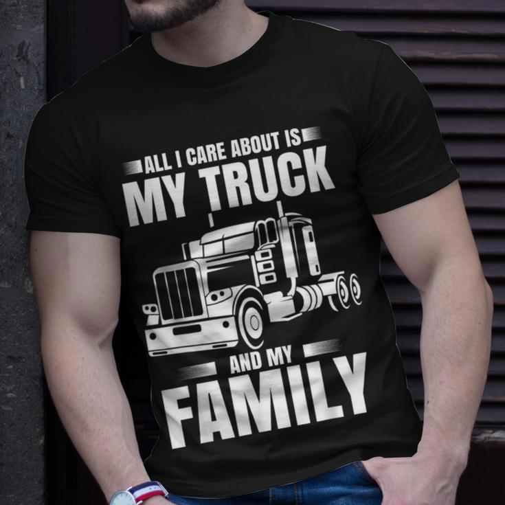 Funny Trucker Gifts Men Truck Driver Husband Semi Trailer Unisex T-Shirt Gifts for Him