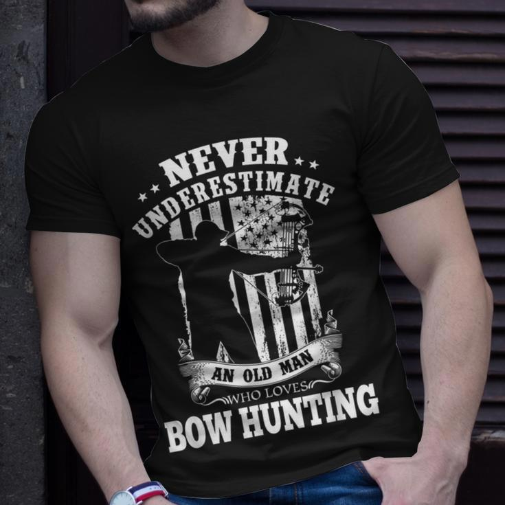 Never Underestimate An Archery Bow Hunting Man T-Shirt Gifts for Him