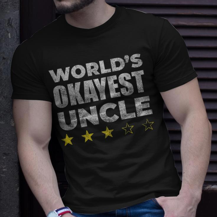 Funny Worlds Okayest Uncle - Vintage Style Unisex T-Shirt Gifts for Him