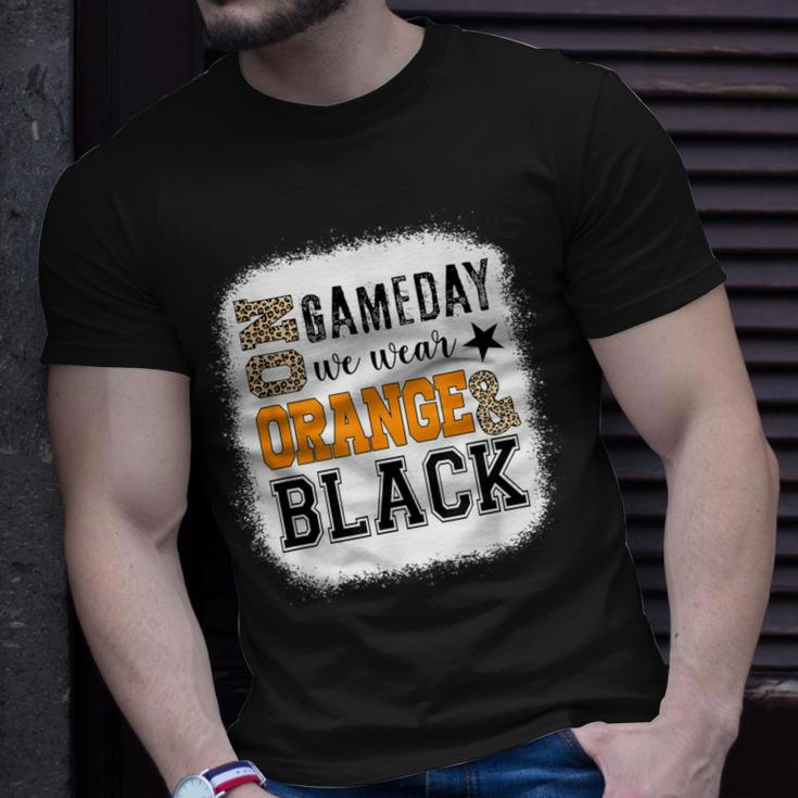 On Gameday Football We Wear Orange And Black Leopard Print T-Shirt Gifts for Him