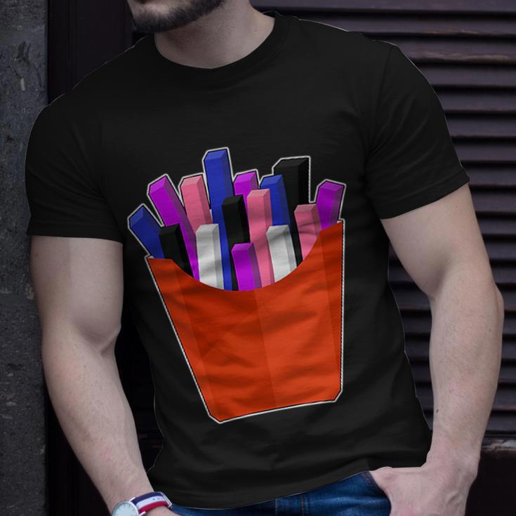 Genderfluid Lgbtq Potato French Fries Pocket Gay Pride Unisex T-Shirt Gifts for Him