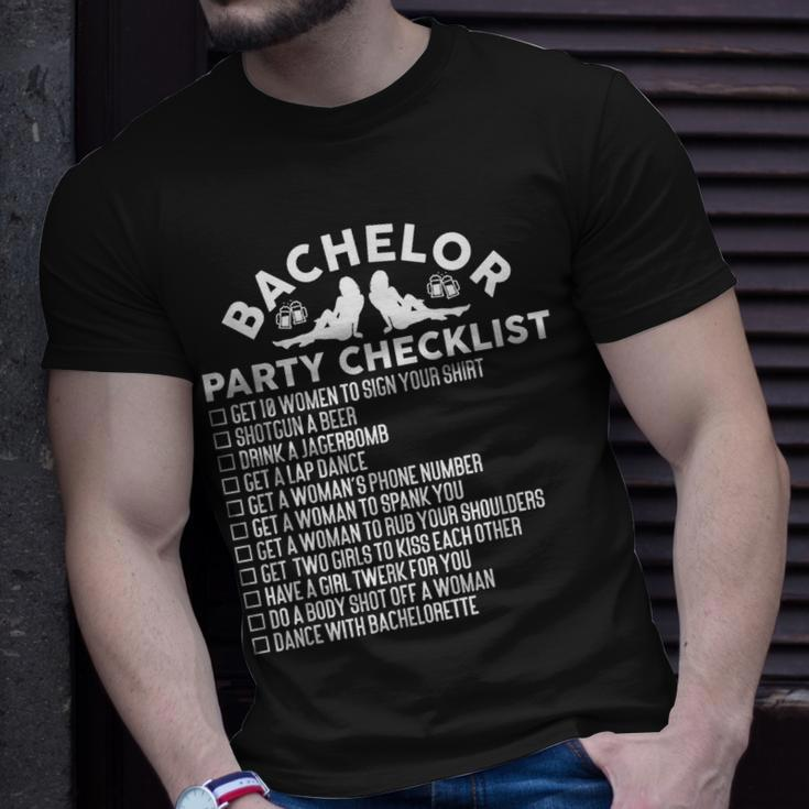 Getting Married Groom Bachelor Party Checklist T-Shirt Gifts for Him