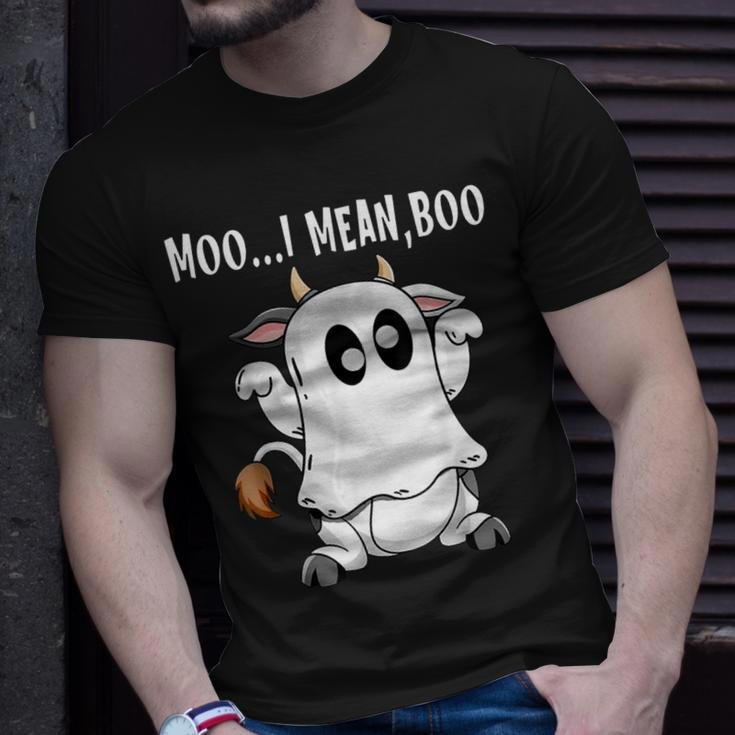 Ghost Cow Moo I Mean Boos Funny Farmer Halloween Costume Unisex T-Shirt Gifts for Him