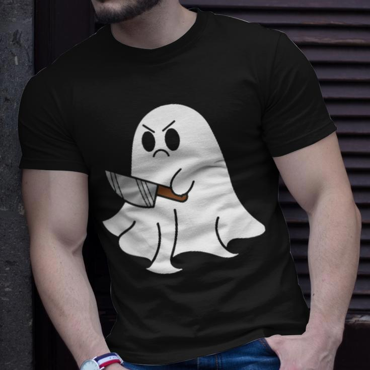 Ghost Holding Knife Halloween Costume Ghoul Spirit T-Shirt Gifts for Him