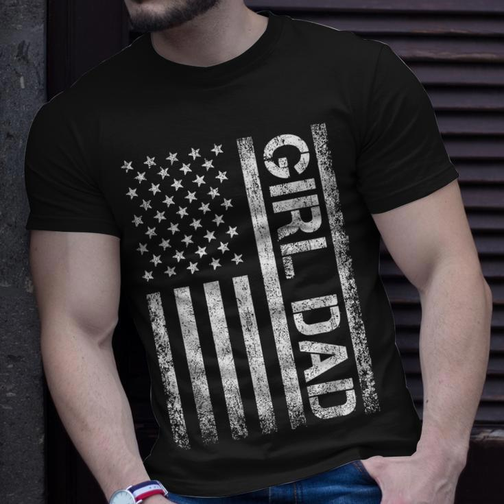 Girl Dad American Flag Father Of Girls Fathers Day Vintage Unisex T-Shirt Gifts for Him
