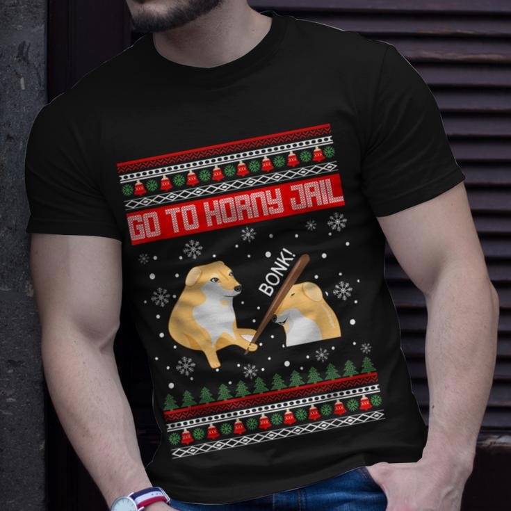 Go To Horny Jail Ugly Christmas Sweater Bonk Meme T-Shirt Gifts for Him