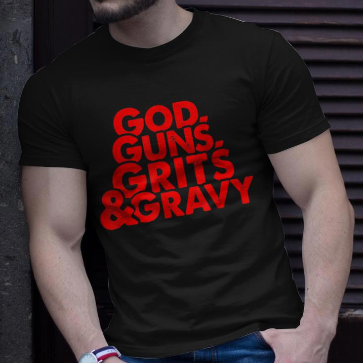 God Guns Grits & Gravy Sweet Southern Style T-Shirt Gifts for Him
