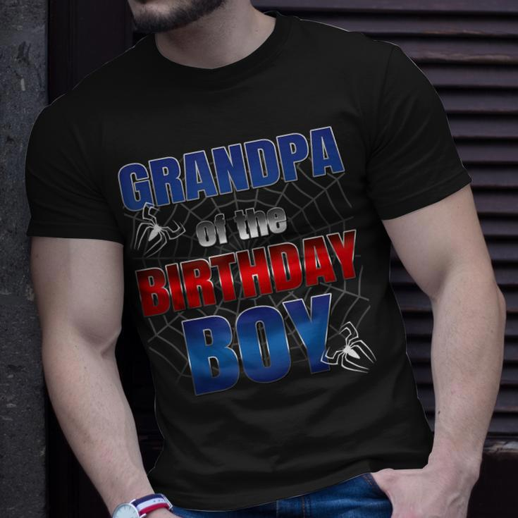 Grandpa Birthday Boy Spider Web Birthday Party Decorations T-Shirt Gifts for Him