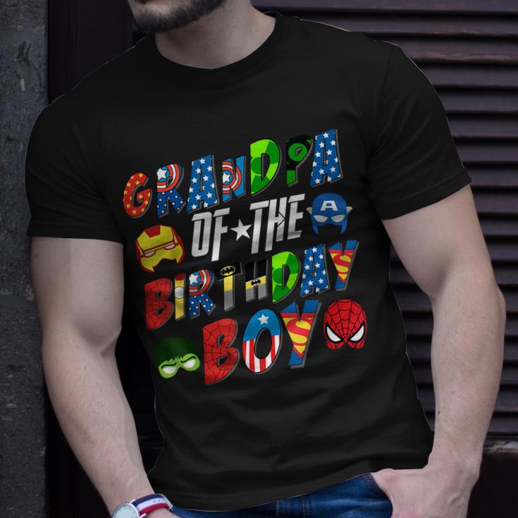 Grandpa Of The Superhero Birthday Boy Super Hero Family T-Shirt Gifts for Him