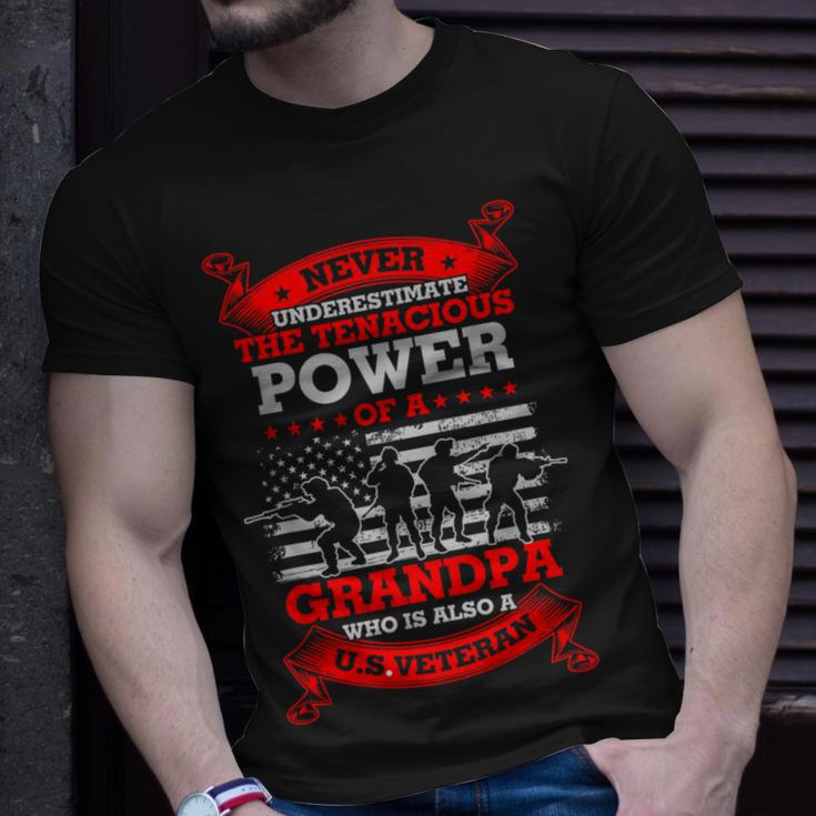 Grandpa Veteran- Never Underestimate The Tenacious Power T-Shirt Gifts for Him