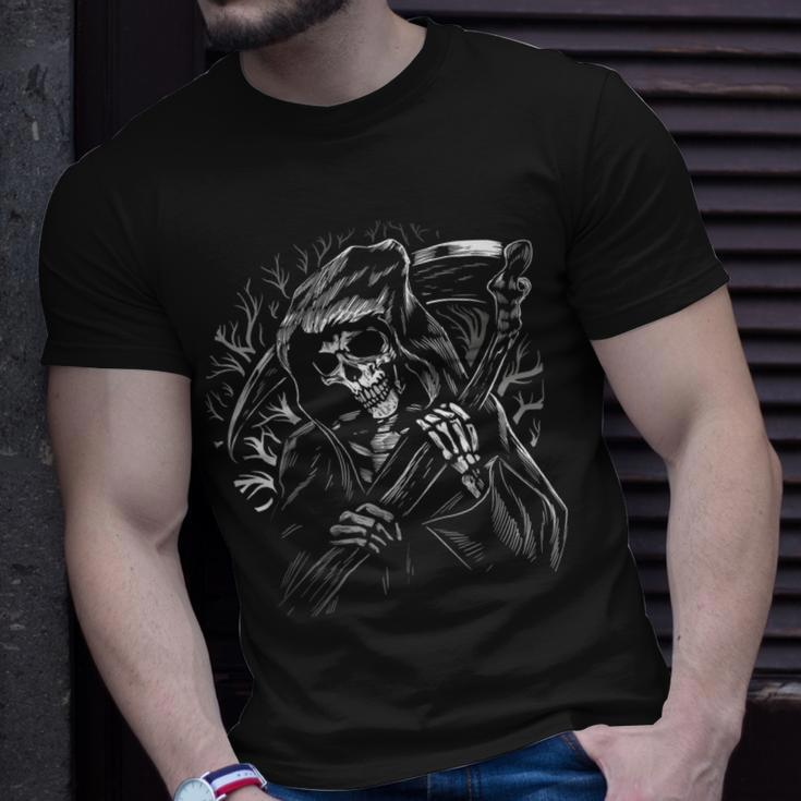 Grim Reaper Skull Death Scythe Dead Gothic Horror Reaper T-Shirt Gifts for Him