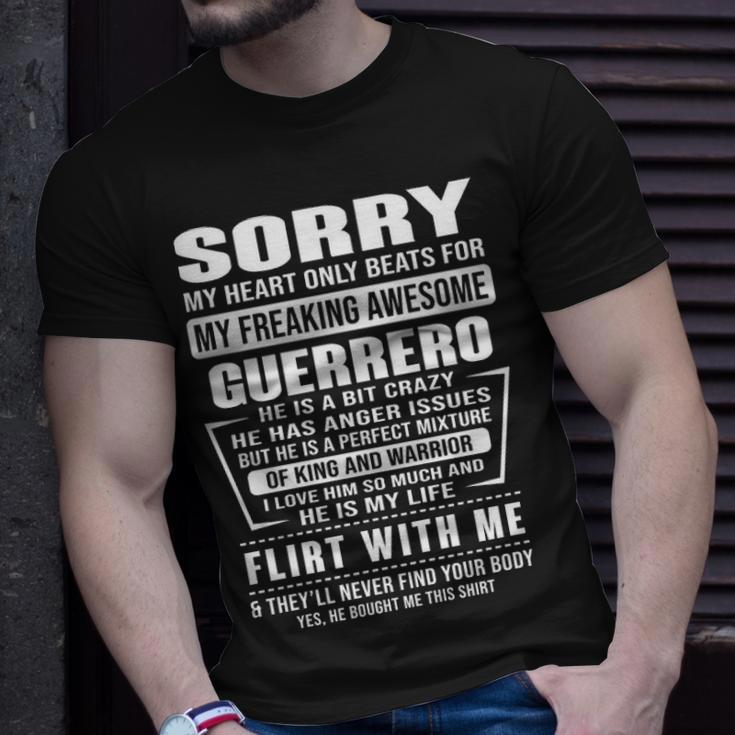 Guerrero Name Gift Sorry My Heartly Beats For Guerrero Unisex T-Shirt Gifts for Him