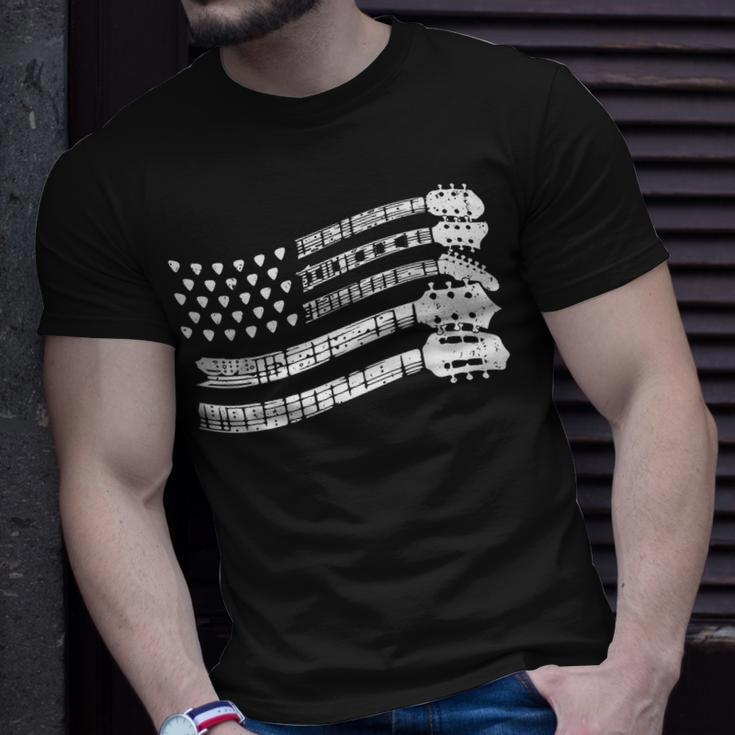 Guitar Lover Rock Music Musician Us Flag Guitar Player T-Shirt Gifts for Him