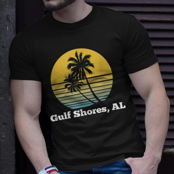 Gulf Shores Alabama Retro Vintage Palm Tree Beach T-Shirt Gifts for Him