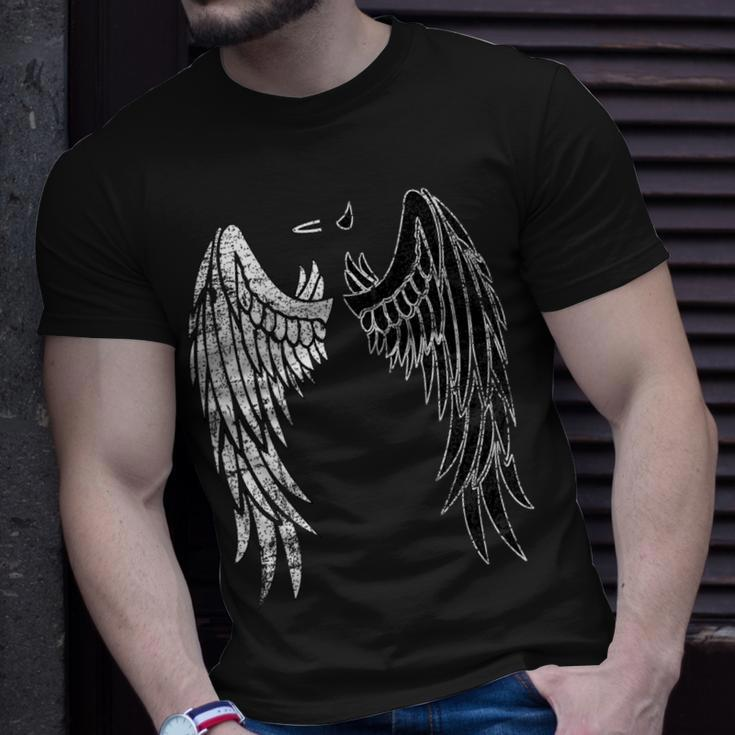 Half Angel Half Devil Back Of Distressed Wing T-Shirt Gifts for Him