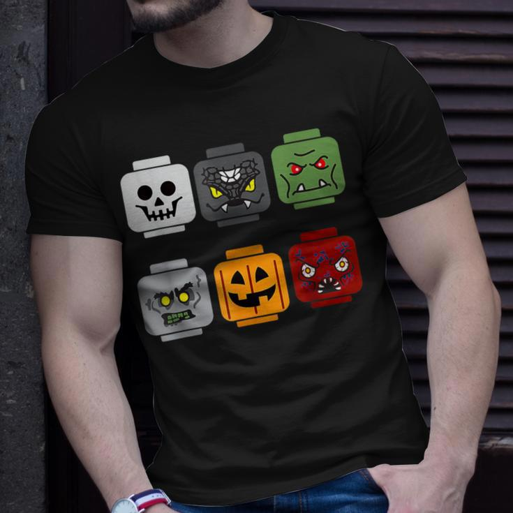 Halloween Head Pumpkin Ghost Zombie Block Brick Builder T-Shirt Gifts for Him