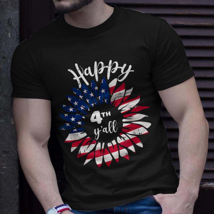 Happy 4Th Of July Vintage Sunflower American Flag Patriotic Patriotic Funny Gifts Unisex T-Shirt Gifts for Him