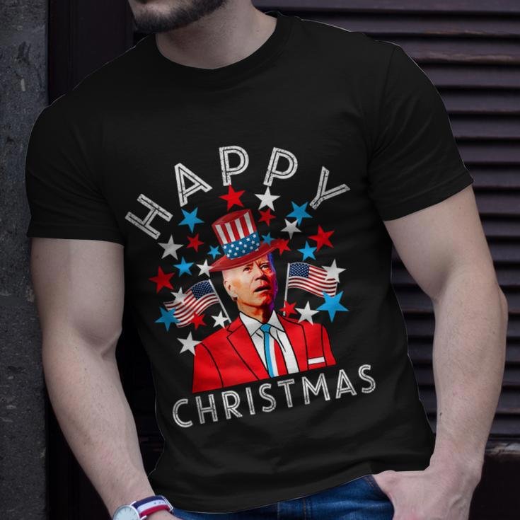 Happy Christmas Joe Biden 4Th Of July Memorial Independence Unisex T-Shirt Gifts for Him