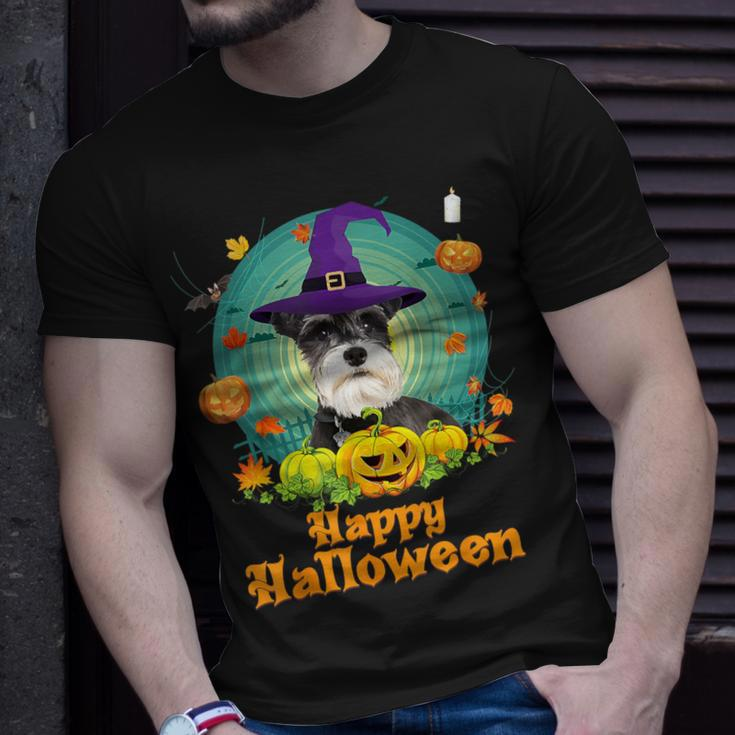 Happy Halloween Schnauzer Dog Pumpkin Witch Ghost Cute Scary T-Shirt Gifts for Him