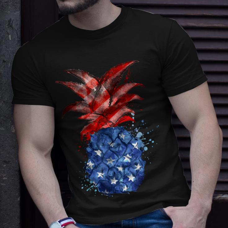 Hawaiian Pineapple American Flag 4Th Of July Patriotic Unisex T-Shirt Gifts for Him