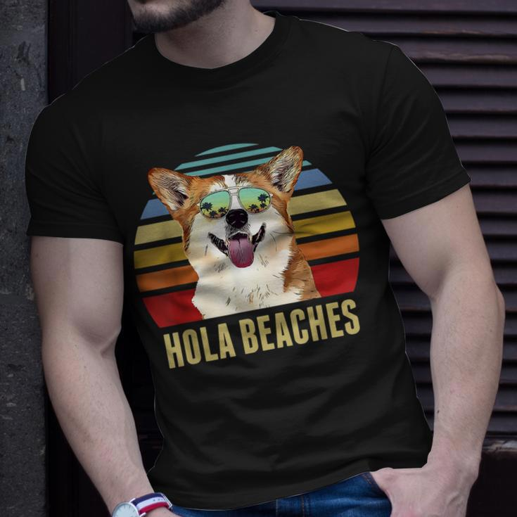 Hola Beaches Corgi Dog Funny Beach Summer Unisex T-Shirt Gifts for Him