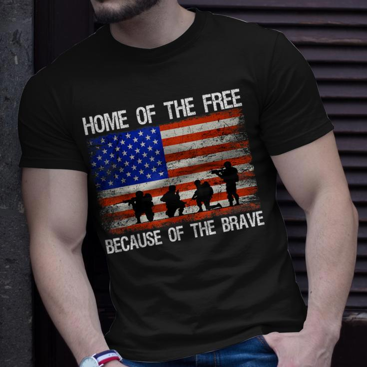 Home Of The Free Because Of The Brave Veteran American Flag Unisex T-Shirt Gifts for Him