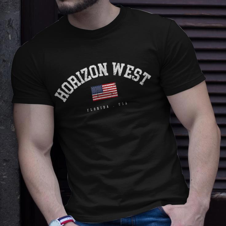 Horizon West Fl Retro American Flag Usa City Name T-Shirt Gifts for Him