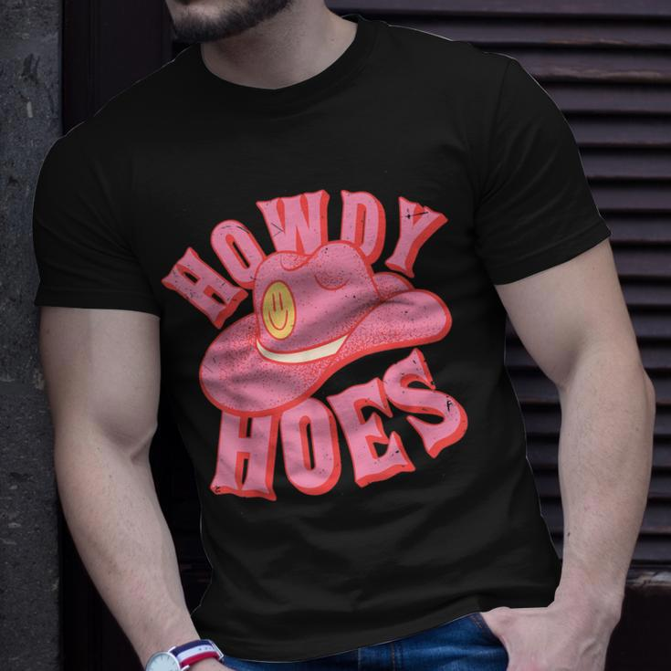 Howdy Hoes Pink Retro Funny Cowboy Cowgirl Western Unisex T-Shirt Gifts for Him