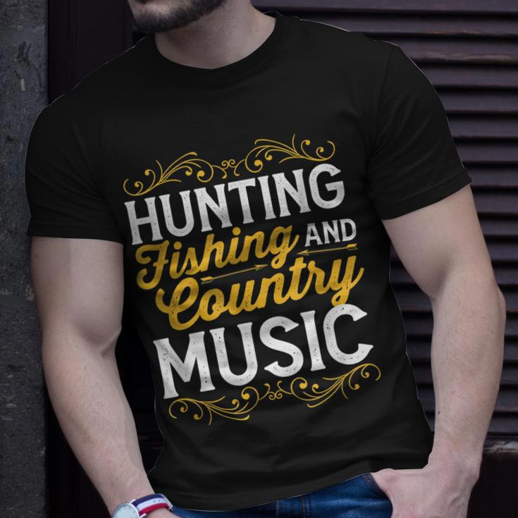 Hunting Fishing And Country Music Cowgirl Unisex T-Shirt Gifts for Him