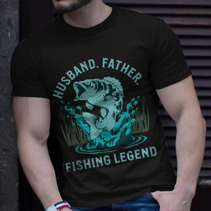 Husband Father Fishing Legend Funny Fisherman Quote Dad Joke Unisex T-Shirt Gifts for Him
