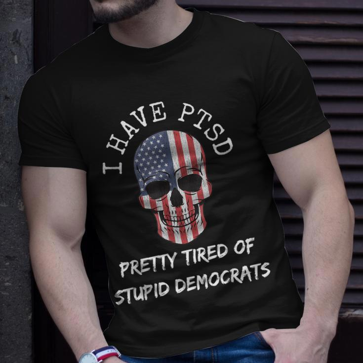I Have Ptsd Pretty Tired Of Stupid Democrats American Skull Unisex T-Shirt Gifts for Him